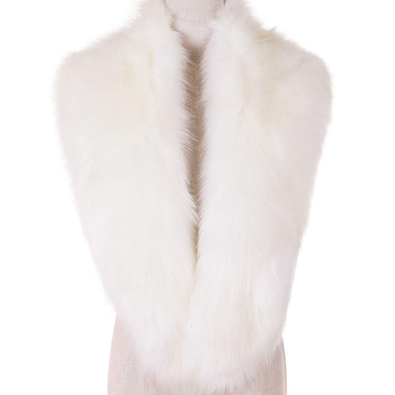 Dikoaina Extra Large Women's Faux Fur Collar for Winter Coat (White, 100cm) - Image 1